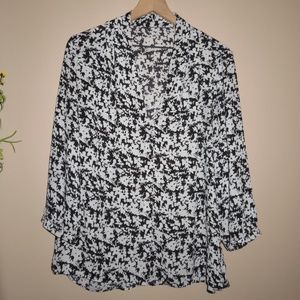 LAUNDRY black & white patterned tunic sz L ✨